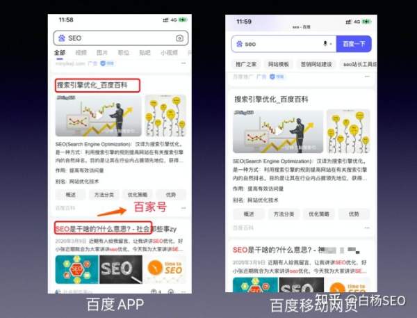 白杨SEO：百度移动端与微信搜一搜搜索结果排序对比来看给推广的启发
