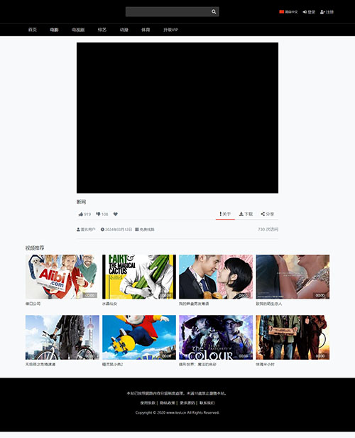 黑色电影站\x站自适应9号模板(带会员模板)下载